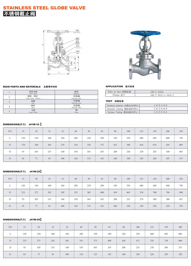 截止閥廠家 J41W參數